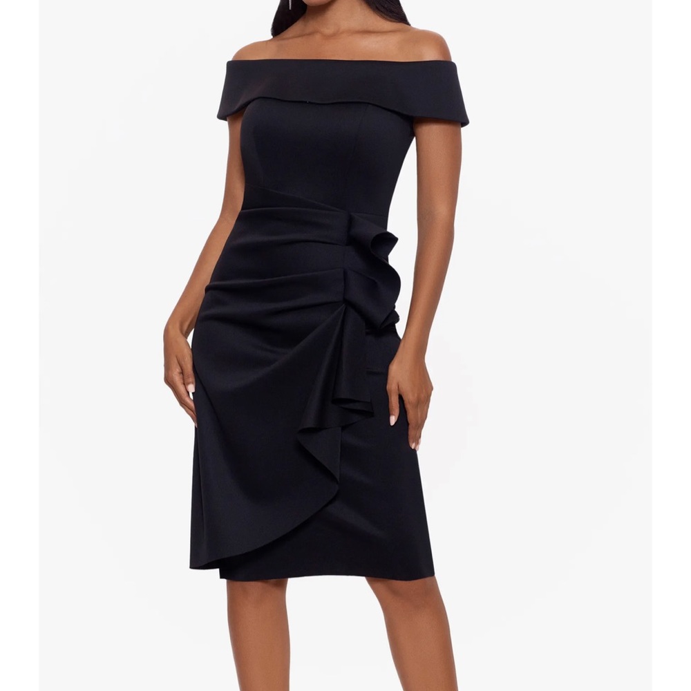 Xscape cocktail dress scuba size 8 black